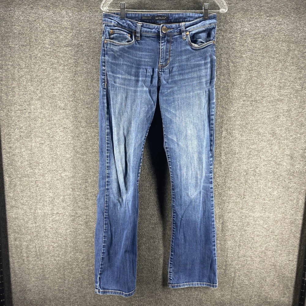 See Thru Soul‎ Jeans Womens 9 Blue Mid Rise Katie Baby Boot Stretch